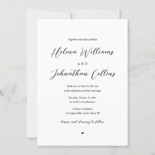 Bride and Groom Church Wedding, with Parents Invit Invitation