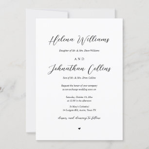 Bride and Groom Church Wedding, with Parents Invitation