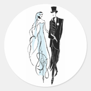 Bride and Groom Classic Round Sticker