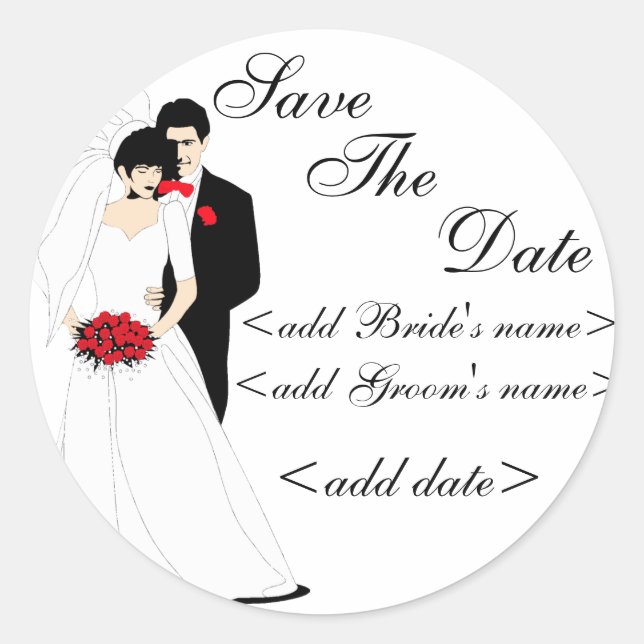 Bride and Groom Classic Round Sticker (Front)