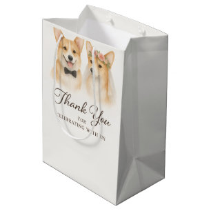 Bride And Groom Corgi Wedding Favour Thank You  Medium Gift Bag