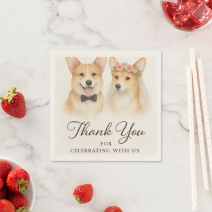 Bride And Groom Corgi Wedding Thank You Fun Bridal Napkin