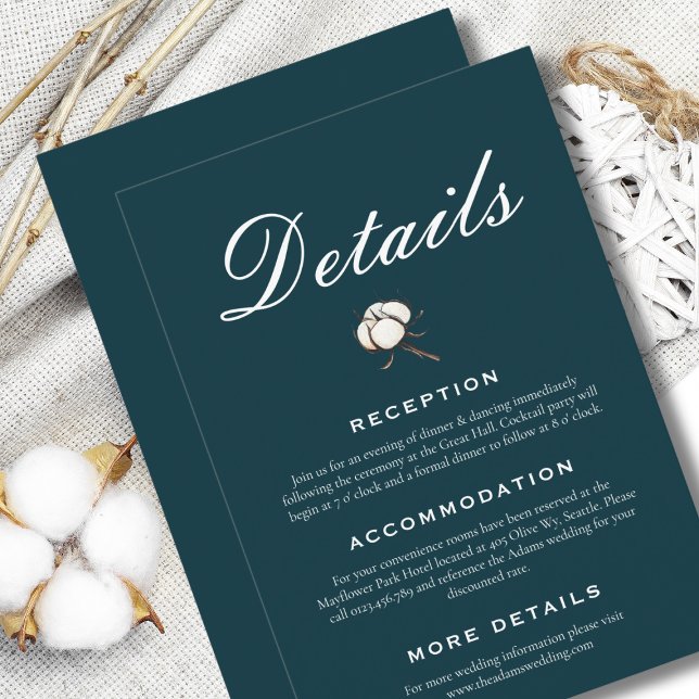 Bride and Groom Cotton Green Elegant Wedding Enclosure Card (Creator Uploaded)