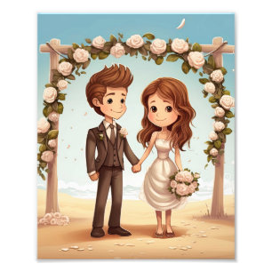 Bride and Groom couple, Just married ceremony Photo Print