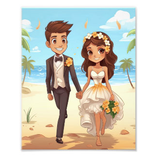 Bride and Groom couple, Just married ceremony Photo Print