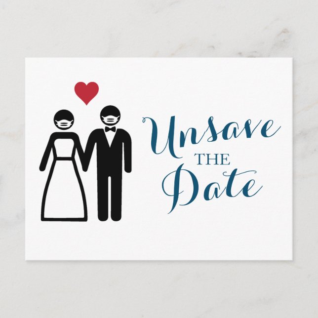 Bride and Groom (couple) Unsave the Date Announcement Postcard (Front)
