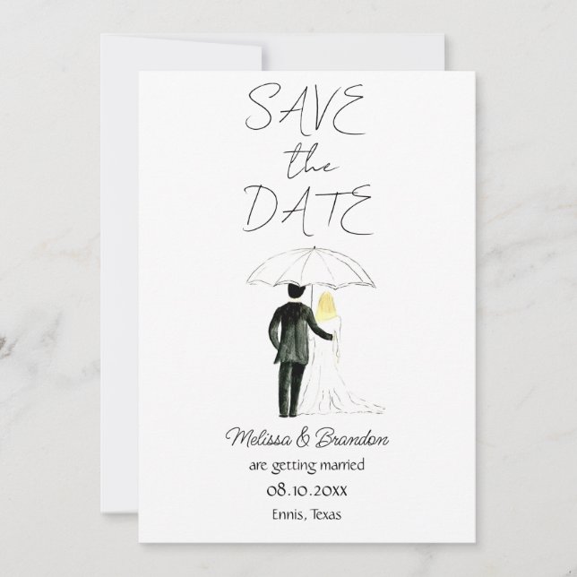 Bride and Groom Couple Watercolor Rustic Wedding  Invitation (Front)