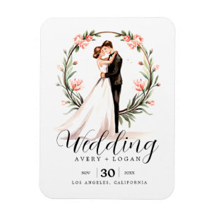 bride and groom couple watercolor wedding magnet