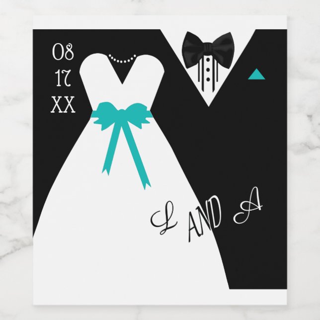 Bride and Groom Customise The Colour Wedding Wine Label (Single Label)