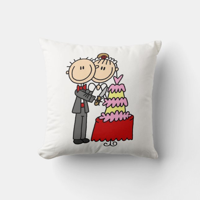 Bride and Groom Cut the Cake T-shirts and gifts Cushion (Front)