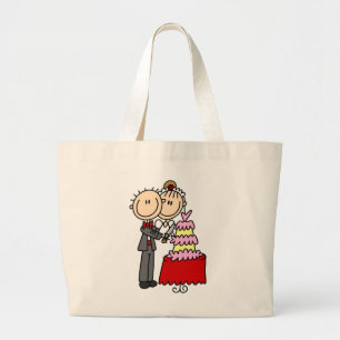 Bride and Groom Cut the Cake T-shirts and gifts Large Tote Bag