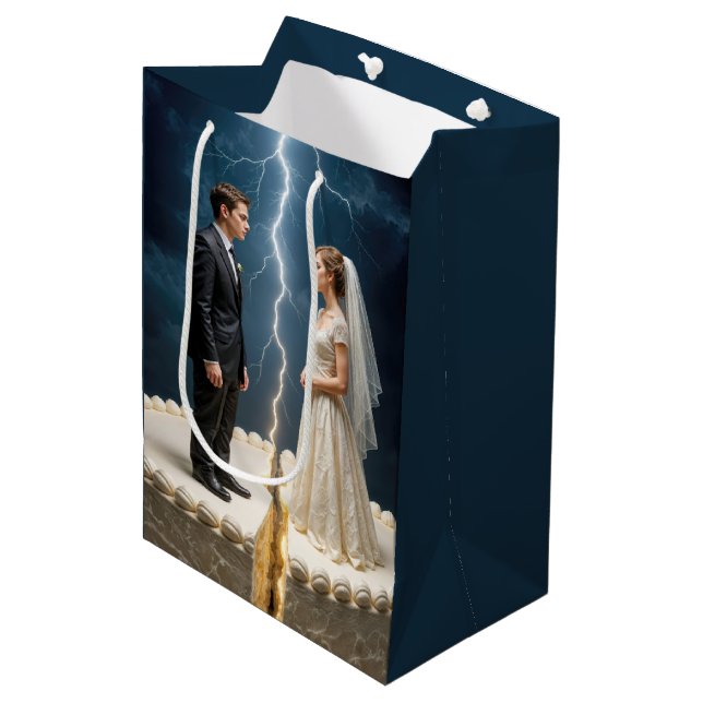 Bride and Groom Divorce Cake Medium Gift Bag (Front Angled)
