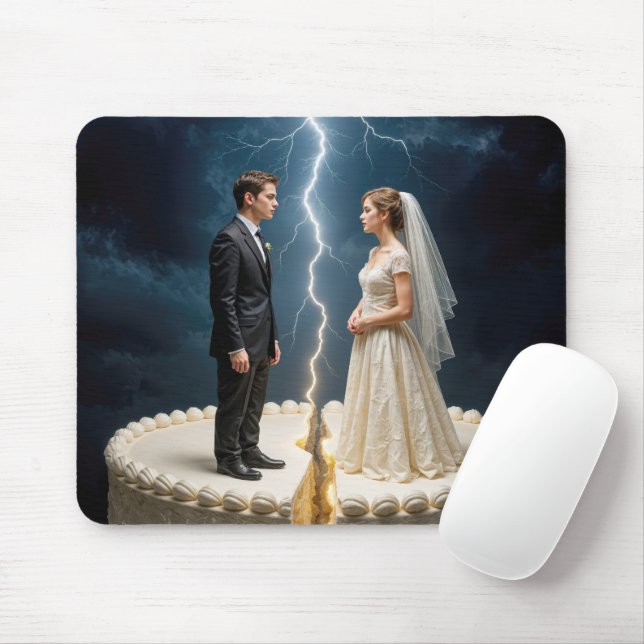 Bride and Groom Divorce Cake Mouse Mat (With Mouse)