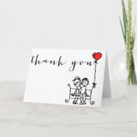 Bride and Groom Doodles Wedding Thank You Card