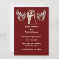 Bride And Groom Doves Brown Wedding Save The Date