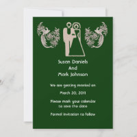 Bride And Groom Doves Green Wedding Save The Date