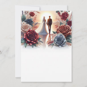 Bride and Groom Elegant Blank Floral Wedding Invitation