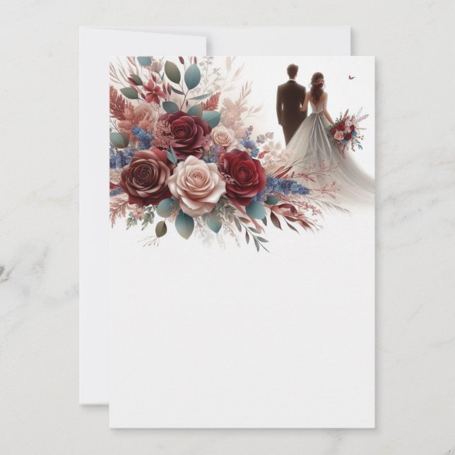 Bride and Groom Elegant Blank Floral Wedding  Invitation (Front)