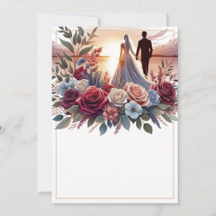 Bride and Groom Elegant Blank Floral Wedding  Invitation