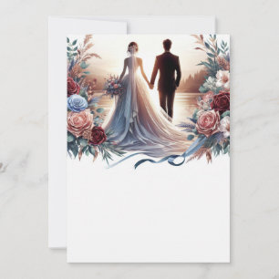 Bride and Groom Elegant Blank Floral Wedding  Invitation