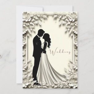 Bride And Groom Embrace Wedding Decor Invitation