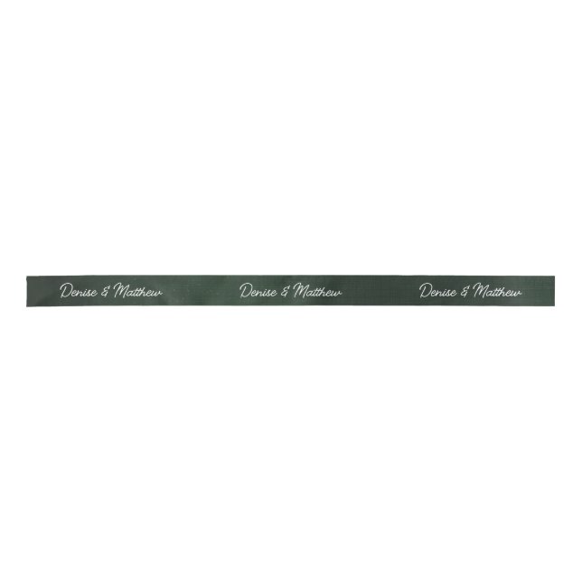 Bride and Groom Emerald Satin Ribbon (Front)