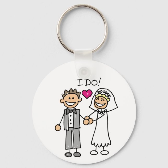 Bride and Groom Exchange vows Key Ring (Front)