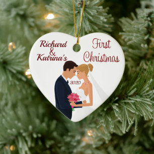 Bride and Groom First Christmas Ceramic Tree Decoration