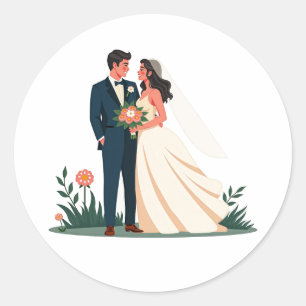 Bride and Groom Floral Sticker