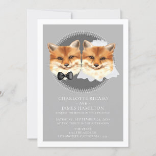 Bride and Groom Fox Themed Wedding Announcement