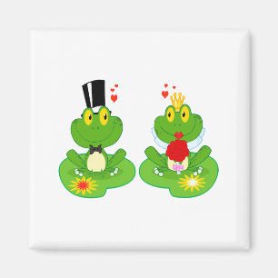bride and groom froggy frogs magnet