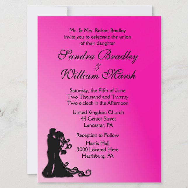 Bride and Groom Fuchsia Invitation (Front)