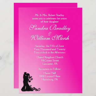 Bride and Groom Fuchsia Invitation