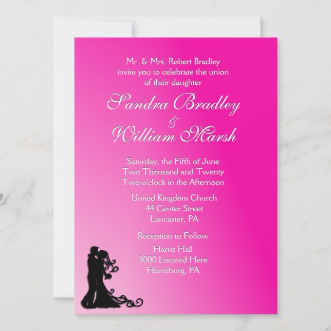 Bride and Groom Fuchsia Invitation (Front)