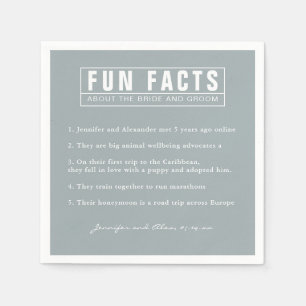 Bride and Groom Fun Facts Dusty Blue Paper Napkin