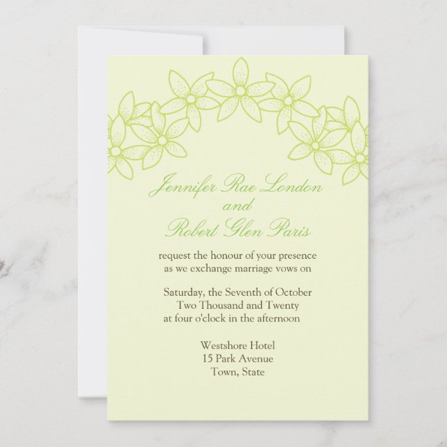 Bride And Groom Garden Wedding Flower Floral Invitation (Front)