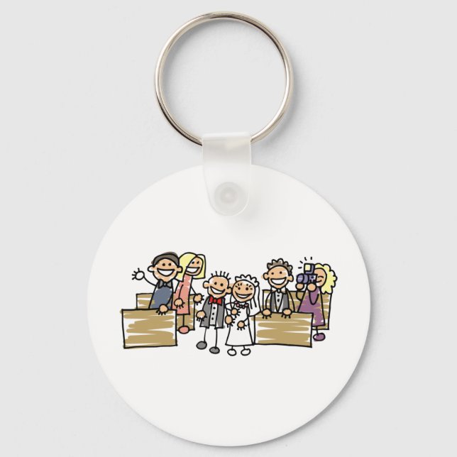 Bride And Groom Get Married Key Ring (Front)