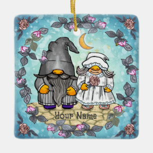 Bride and Groom Gnome wedding  Ceramic Ornament