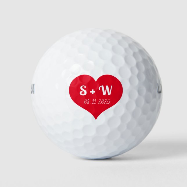 Bride and Groom Golfer Monogram Initials Weddings  Golf Balls (Front)