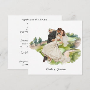 Bride and Groom Golfer wedding in golf course Invitation