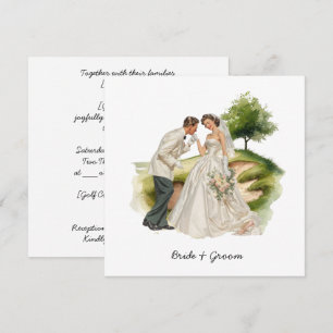 Bride and Groom Golfer wedding in golf course Invitation