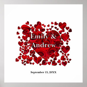 Bride and Groom Heart Roses Print