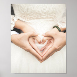 Bride and Groom Holding Hands Poster