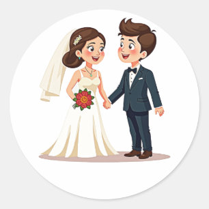 Bride and Groom Holding Hands Sticker