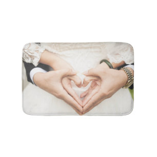 Bride and Groom Holding Hands (Wedding) (Marriage) Bath Mat