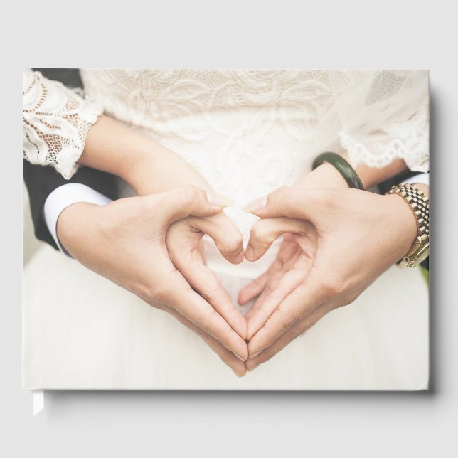 Bride and Groom Holding Hands (Wedding) (Marriage) Guest Book (Front)