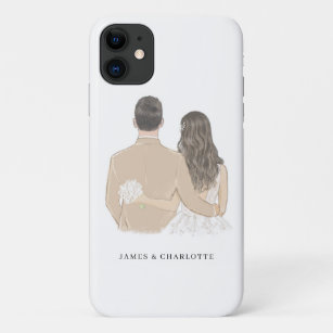 Bride and Groom Illustration Case-Mate iPhone Case