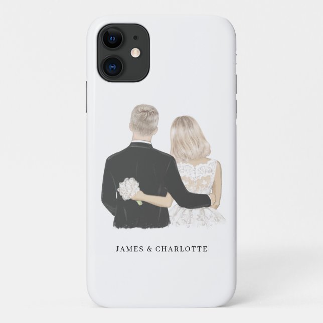 Bride and Groom Illustration Case-Mate iPhone Case (Back)