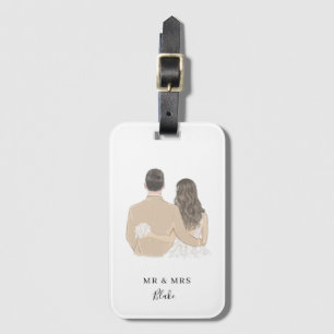 Bride and Groom Illustration Luggage Tag