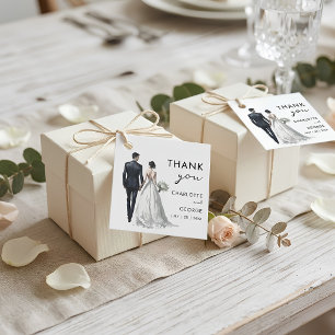 Bride and Groom Illustration Wedding Favours Favour Tags